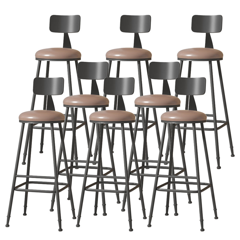 Modern Armless Backrest Counter Stool Iron Cafe Bar Stool with Leather Cushion
