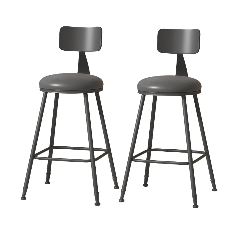 Modern Armless Backrest Counter Stool Iron Cafe Bar Stool with Leather Cushion