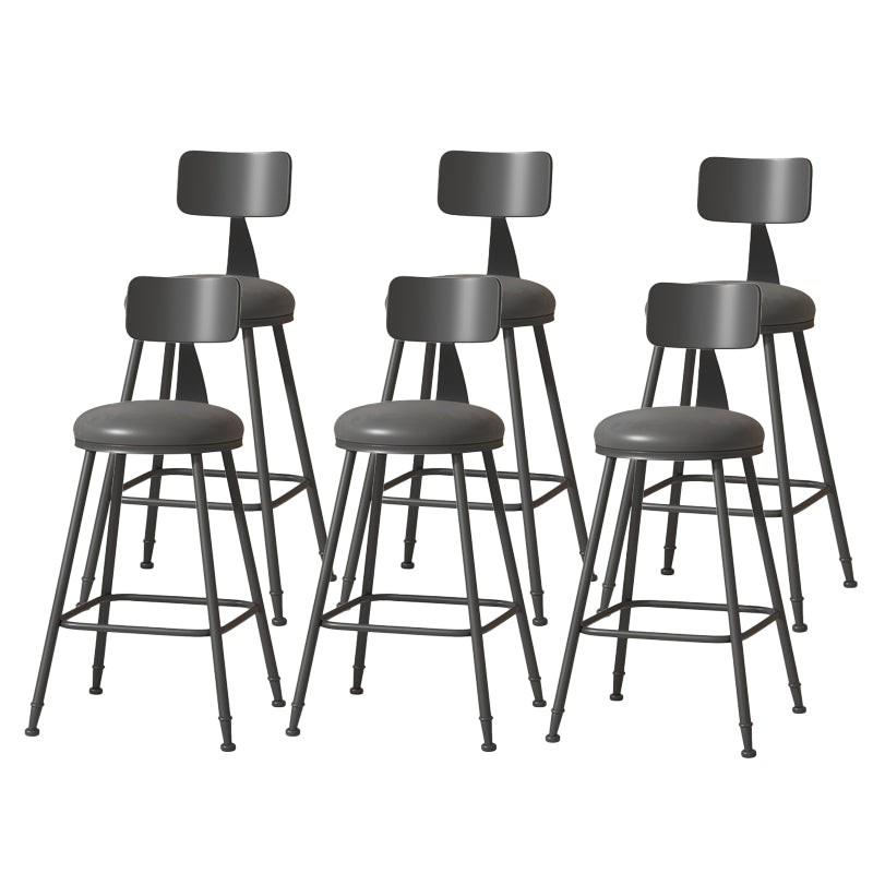Modern Armless Backrest Counter Stool Iron Cafe Bar Stool with Leather Cushion
