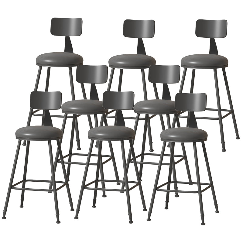 Modern Armless Backrest Counter Stool Iron Cafe Bar Stool with Leather Cushion