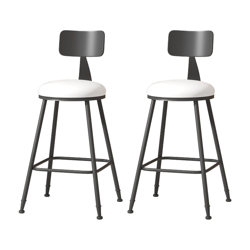 Modern Armless Backrest Counter Stool Iron Cafe Bar Stool with Leather Cushion
