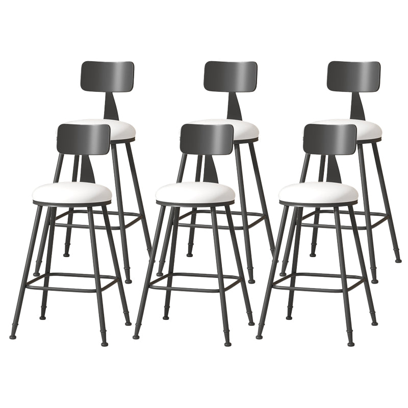 Modern Armless Backrest Counter Stool Iron Cafe Bar Stool with Leather Cushion