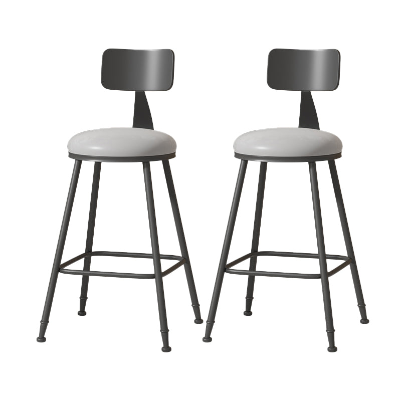 Modern Armless Backrest Counter Stool Iron Cafe Bar Stool with Leather Cushion