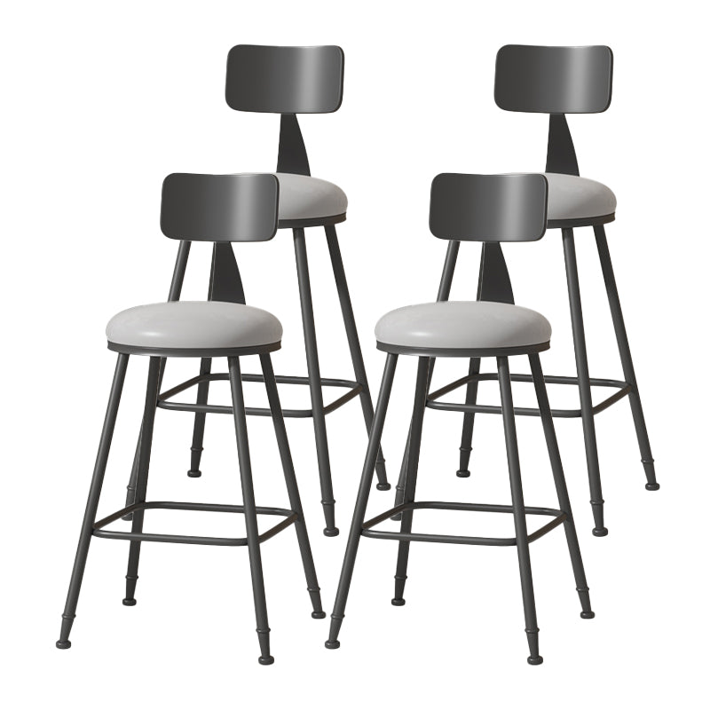 Modern Armless Backrest Counter Stool Iron Cafe Bar Stool with Leather Cushion