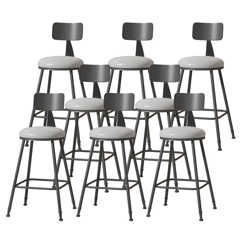Modern Armless Backrest Counter Stool Iron Cafe Bar Stool with Leather Cushion