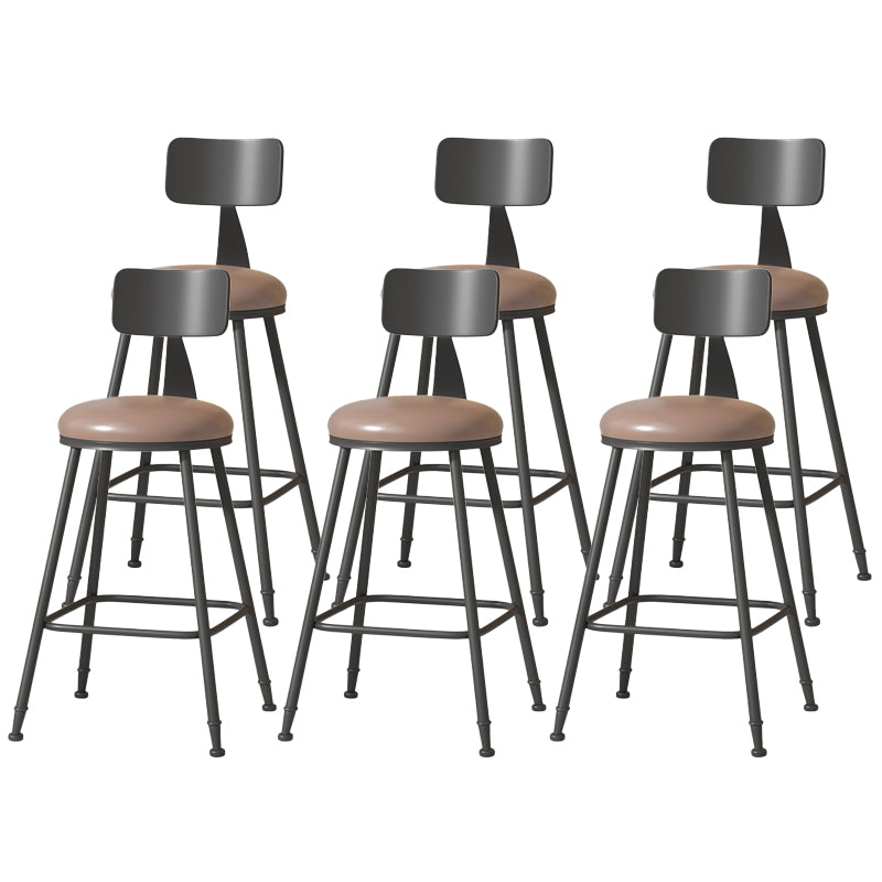 Modern Armless Backrest Counter Stool Iron Cafe Bar Stool with Leather Cushion