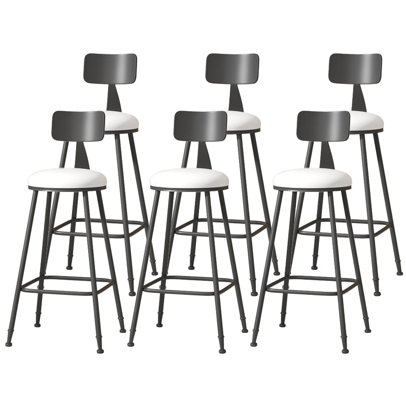 Modern Armless Backrest Counter Stool Iron Cafe Bar Stool with Leather Cushion
