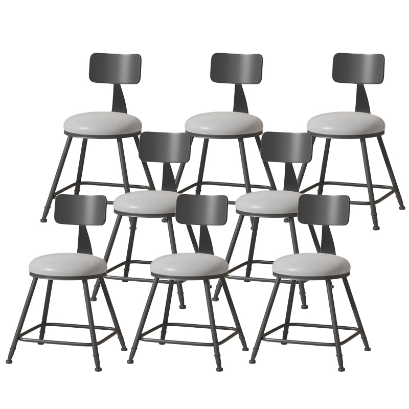 Modern Armless Backrest Counter Stool Iron Cafe Bar Stool with Leather Cushion