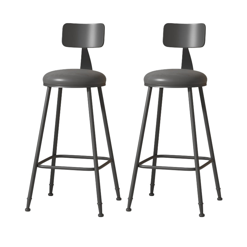 Modern Armless Backrest Counter Stool Iron Cafe Bar Stool with Leather Cushion