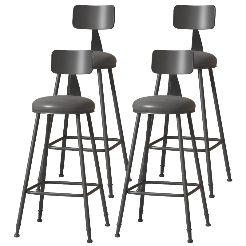 Modern Armless Backrest Counter Stool Iron Cafe Bar Stool with Leather Cushion