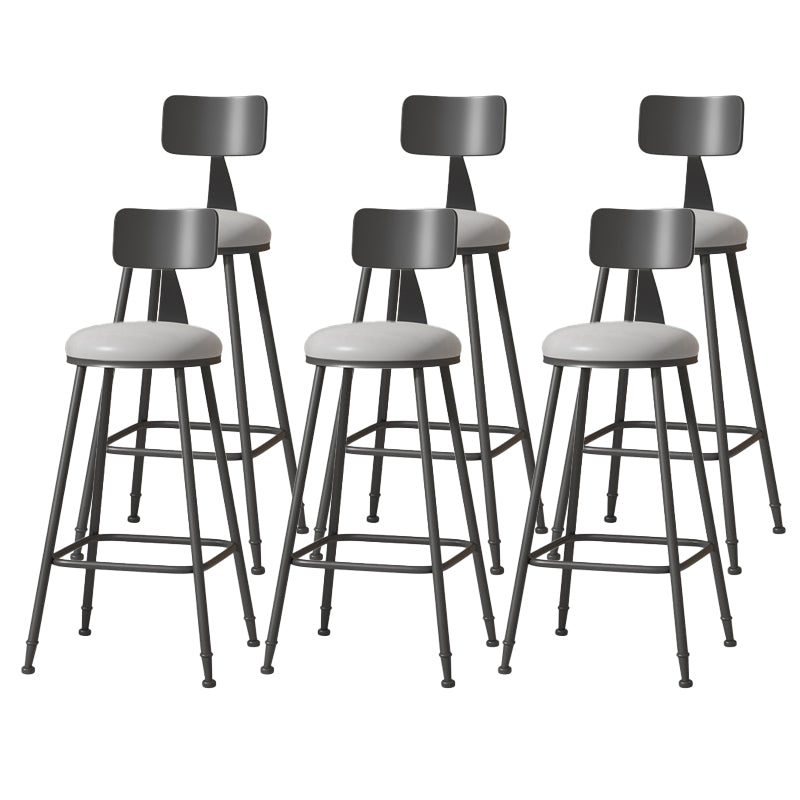 Modern Armless Backrest Counter Stool Iron Cafe Bar Stool with Leather Cushion