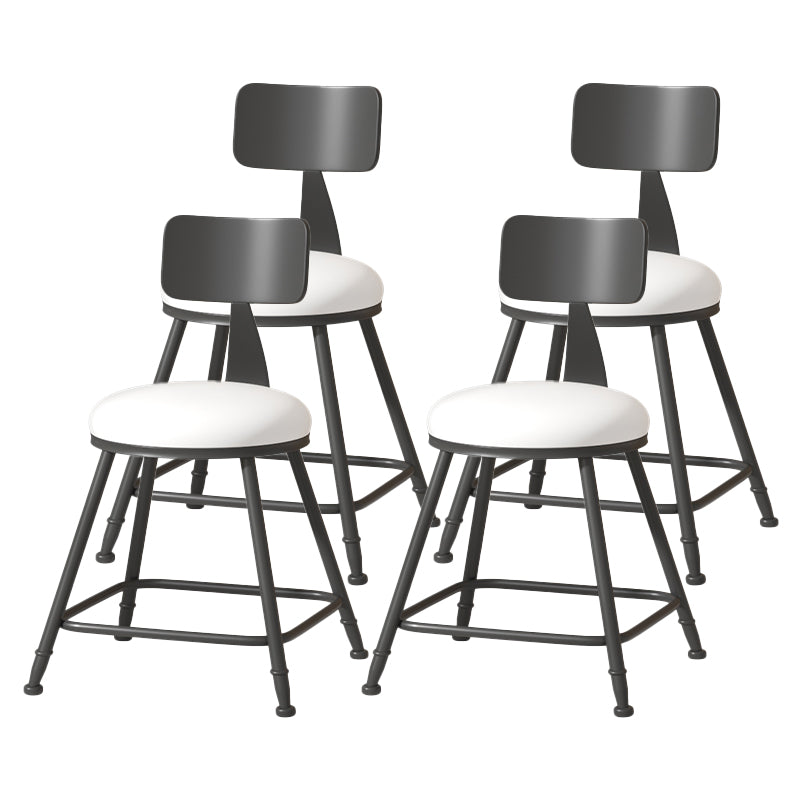 Modern Armless Backrest Counter Stool Iron Cafe Bar Stool with Leather Cushion