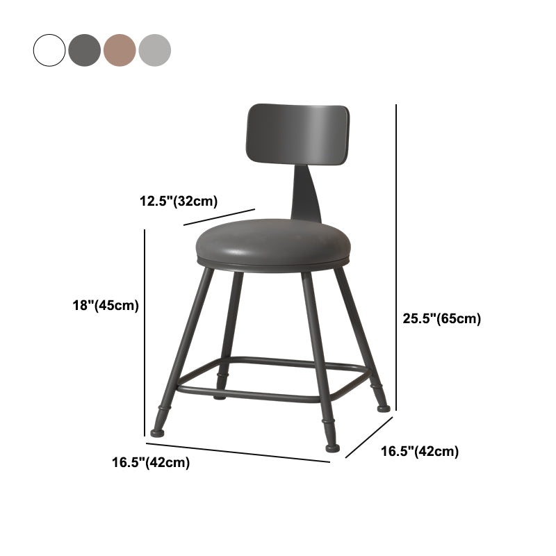 Modern Armless Backrest Counter Stool Iron Cafe Bar Stool with Leather Cushion