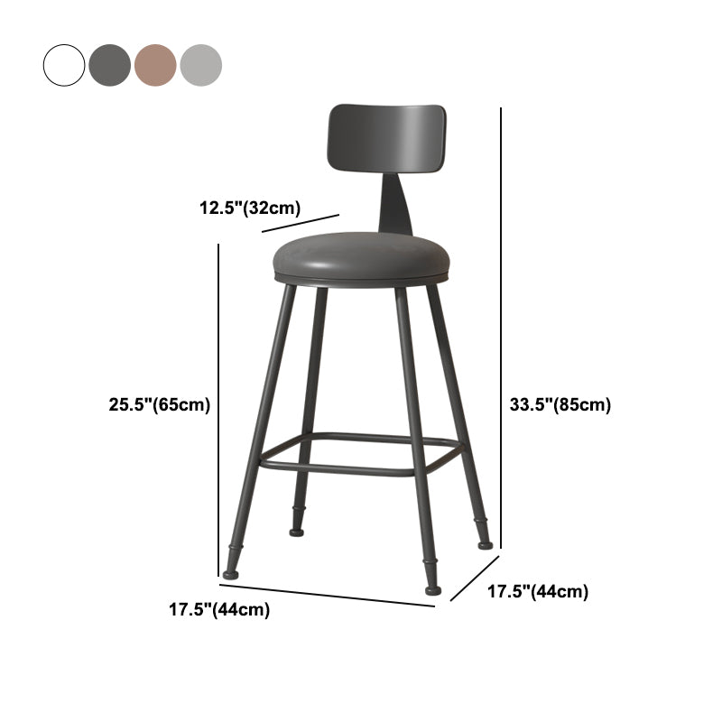 Modern Armless Backrest Counter Stool Iron Cafe Bar Stool with Leather Cushion