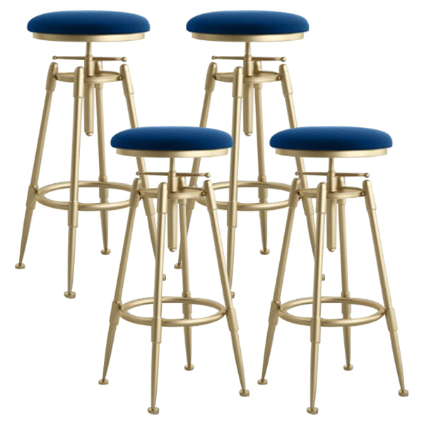 Glam Rotatable Liftable Counter Stool Iron Cafe Bar Stool with Cushion and Pedal