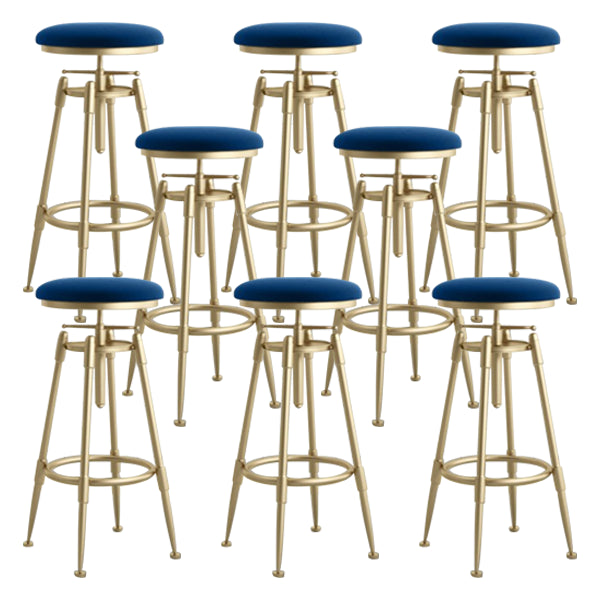 Glam Rotatable Liftable Counter Stool Iron Cafe Bar Stool with Cushion and Pedal