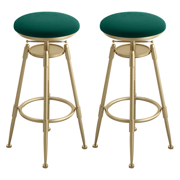 Glam Rotatable Liftable Counter Stool Iron Cafe Bar Stool with Cushion and Pedal
