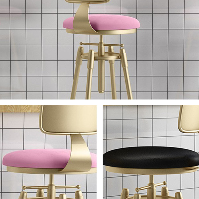 Glam Rotatable Liftable Counter Stool Iron Cafe Bar Stool with Cushion and Pedal