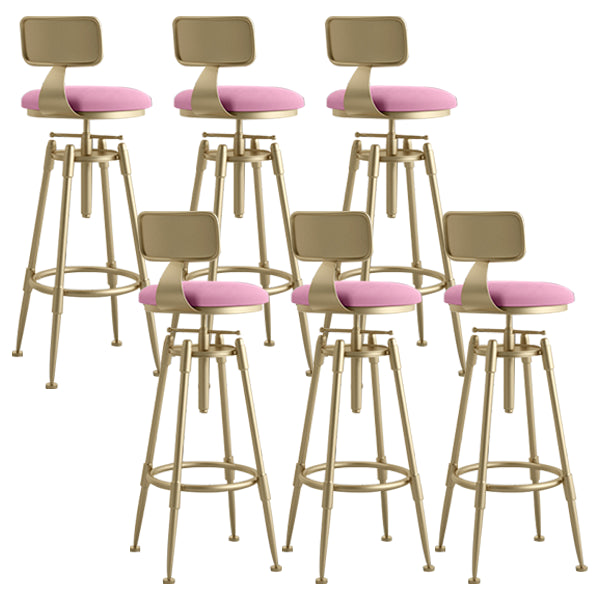 Glam Rotatable Liftable Counter Stool Iron Cafe Bar Stool with Cushion and Pedal