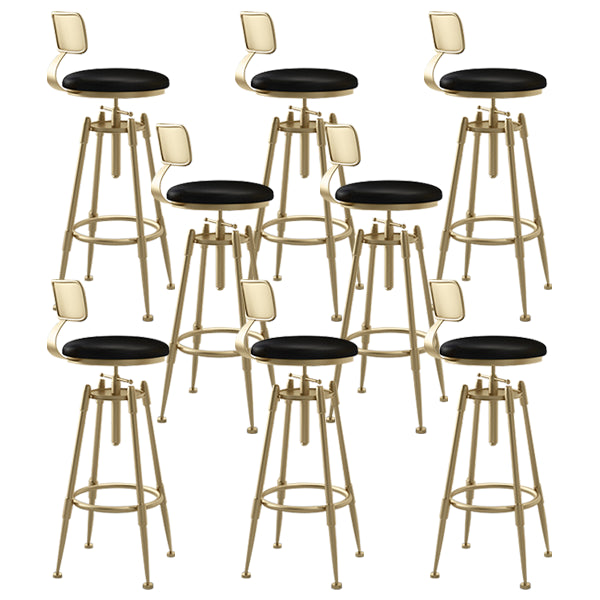 Glam Rotatable Liftable Counter Stool Iron Cafe Bar Stool with Cushion and Pedal