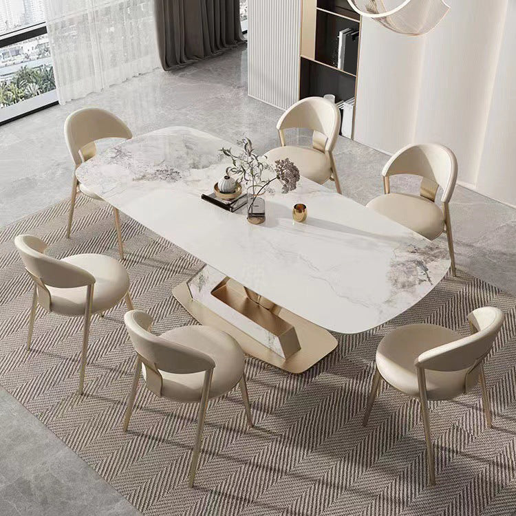 1/4/5/7/9 Pcs Dining Room Table and Chair Set Sintered Stone Dining Table Set