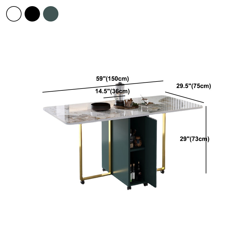 Modern Foldable Dinette Set 1/2/3/5 Pieces Rectangle White Sintered Stone Dining Table Set
