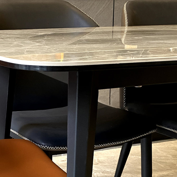 Modern Grey Dinette Set 1/4/6/8 Pieces Rectangle Sintered Stone Top Dining Table Set