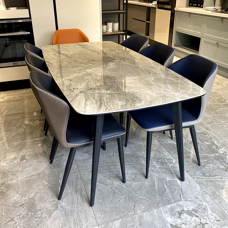 Modern Grey Dinette Set 1/4/6/8 Pieces Rectangle Sintered Stone Top Dining Table Set