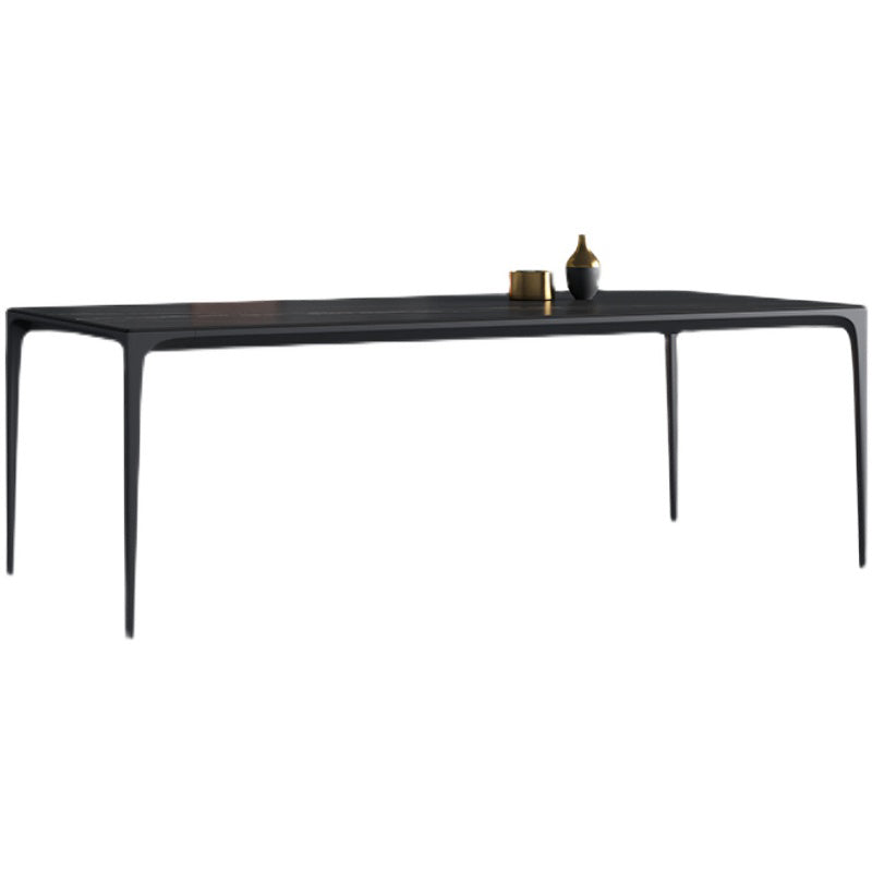 Modern Aluminium Dinette Set 1/2/4/9/10/11 Pieces Black Sintered Stone Dining Table Set