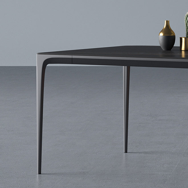 Modern Aluminium Dinette Set 1/2/4/9/10/11 Pieces Black Sintered Stone Dining Table Set