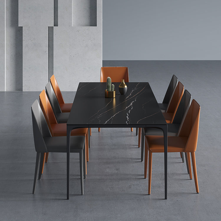 Modern Aluminium Dinette Set 1/2/4/9/10/11 Pieces Black Sintered Stone Dining Table Set