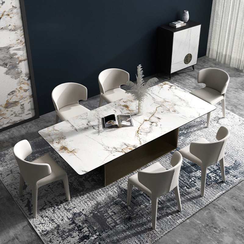 Designer Style Sintered Stone Dining Set Rectangle 1/2/3/6/7 Pieces Dining Room Table Set