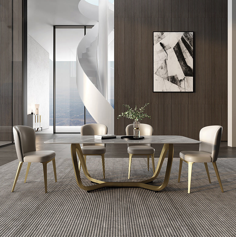 Luxury Sintered Stone Top Dining Set Rectangle 1/2/5/6/7 Pieces Dining Room Table Set