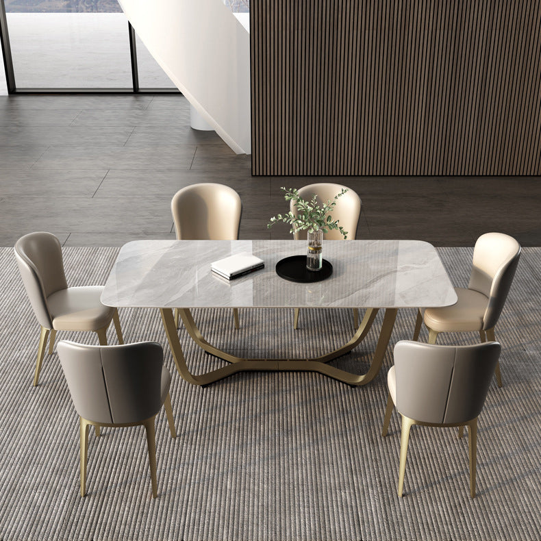 Luxury Sintered Stone Top Dining Set Rectangle 1/2/5/6/7 Pieces Dining Room Table Set