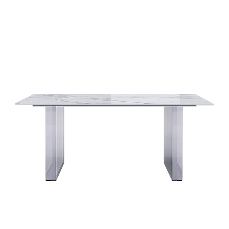 Stone Center Top Dining table Acrylic Double Pedestal Modern White Dinette Table