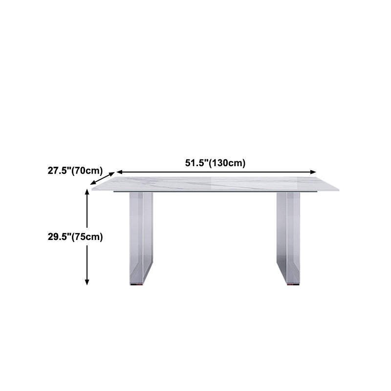 Stone Center Top Dining table Acrylic Double Pedestal Modern White Dinette Table