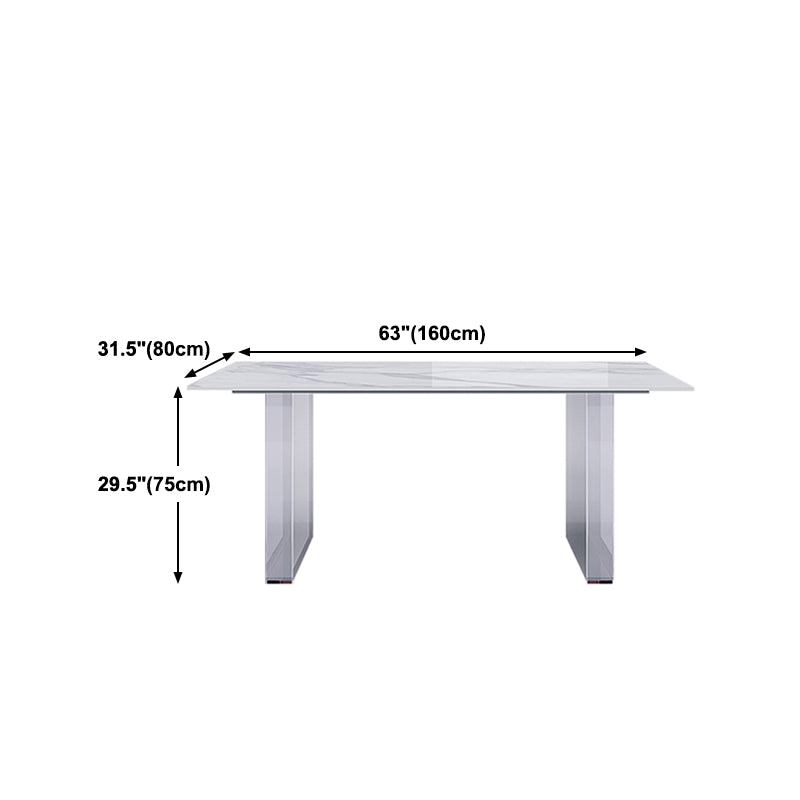 Stone Center Top Dining table Acrylic Double Pedestal Modern White Dinette Table