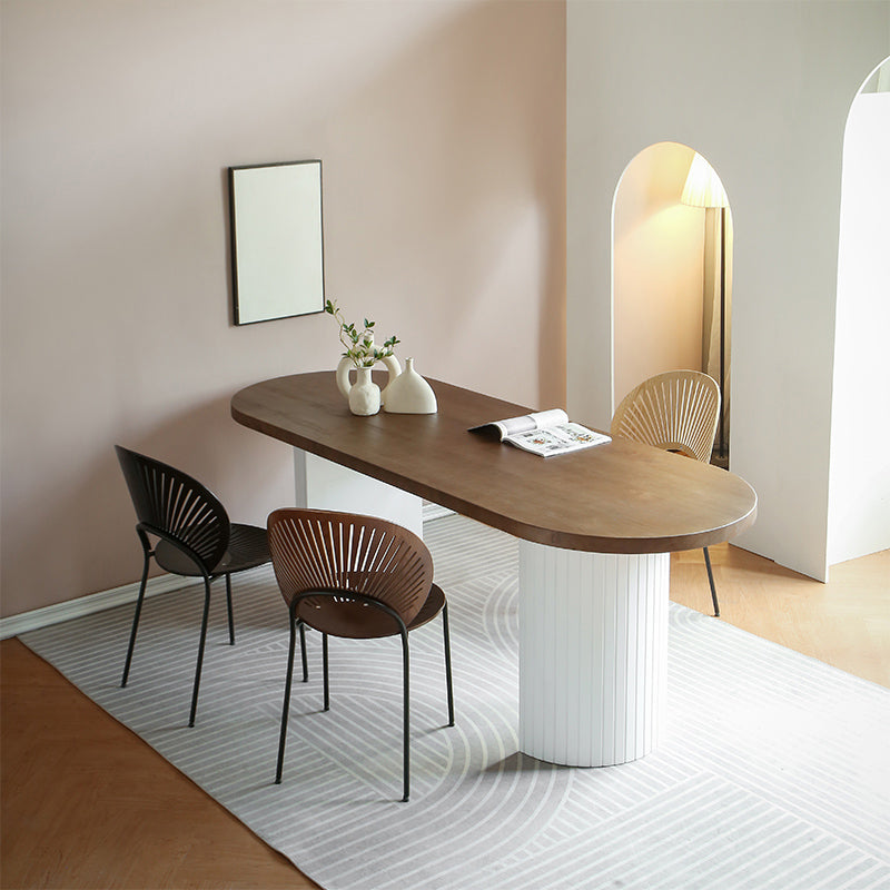 Modern Dining Oval Table Dining Wooden Table for Restaurant with Wood Legs