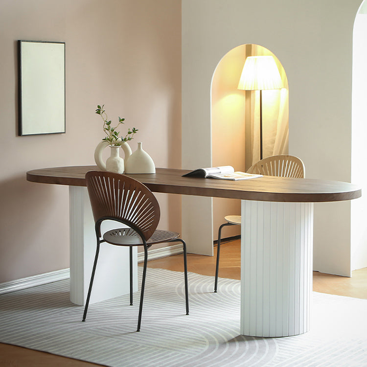 Modern Dining Oval Table Dining Wooden Table for Restaurant with Wood Legs