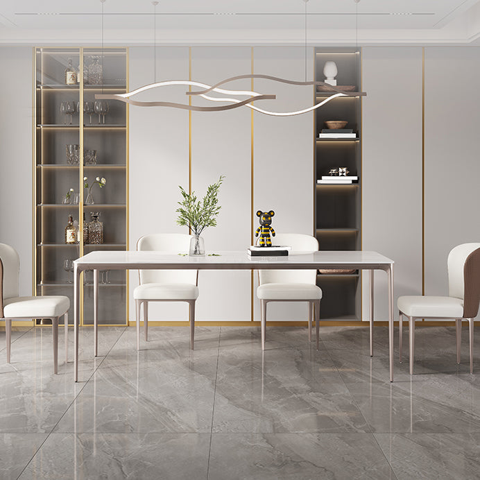 Sintered Stone Top Luxury White Table for Restaurant Rectangle Dining Table with 4 Legs