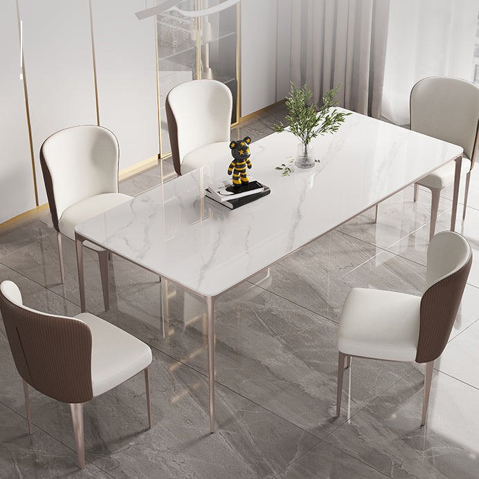 Sintered Stone Top Luxury White Table for Restaurant Rectangle Dining Table with 4 Legs