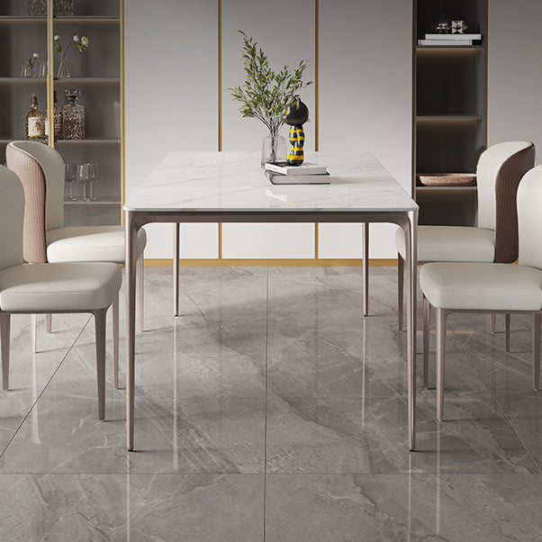Sintered Stone Top Luxury White Table for Restaurant Rectangle Dining Table with 4 Legs