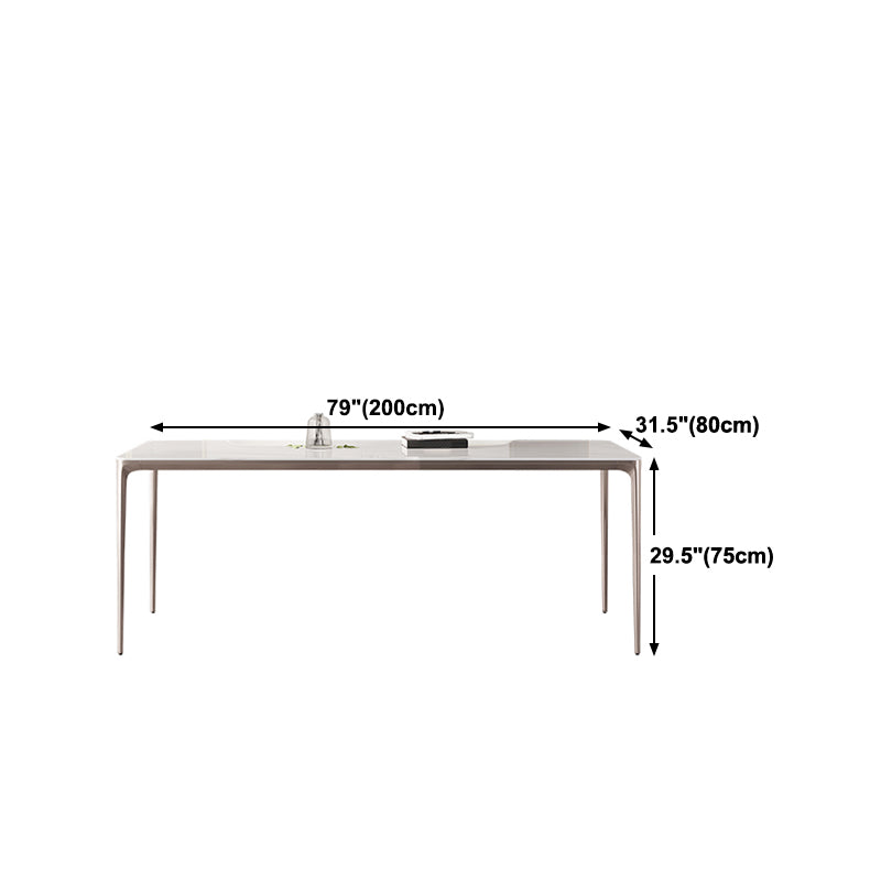 Sintered Stone Top Luxury White Table for Restaurant Rectangle Dining Table with 4 Legs