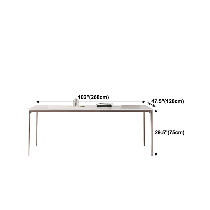 Sintered Stone Top Luxury White Table for Restaurant Rectangle Dining Table with 4 Legs
