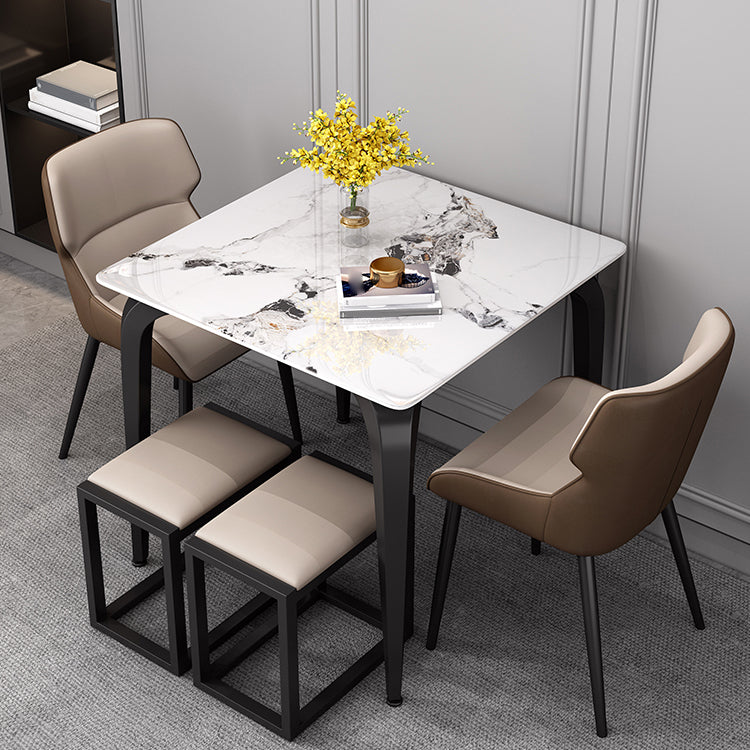 Industrial Sintered Stone Dining Table Metal Dining Table for Dining Room