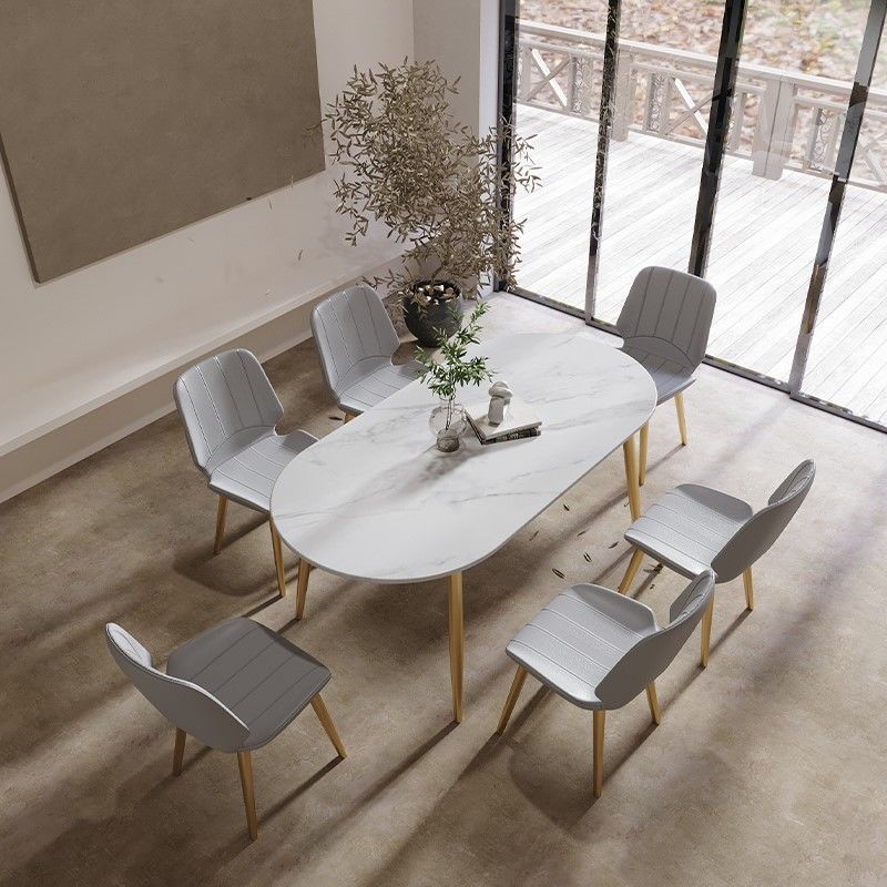 Modern Oval Dinette Table White Home Kitchen Dinner Stone Top 4-foot Resin Table