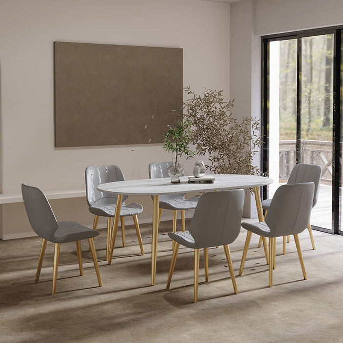 Modern Oval Dinette Table White Home Kitchen Dinner Stone Top 4-foot Resin Table