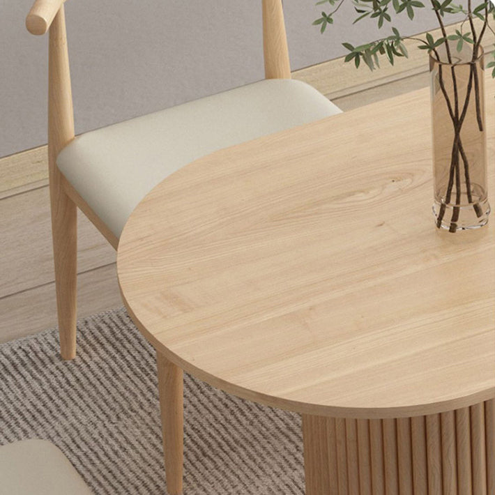 Contemporary Style Dining Oval Table Dining Wooden Table for Restaurant with Wood Legs