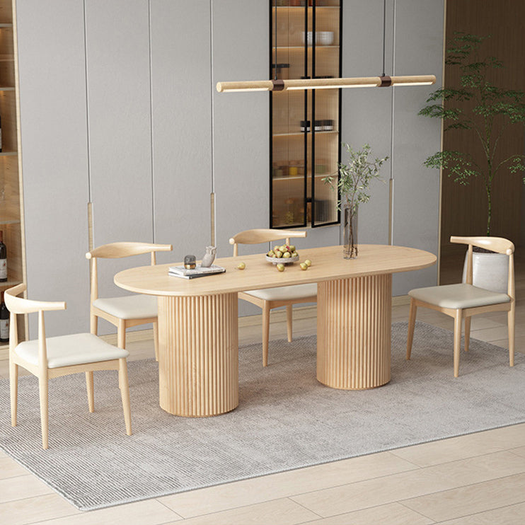 Contemporary Style Dining Oval Table Dining Wooden Table for Restaurant with Wood Legs