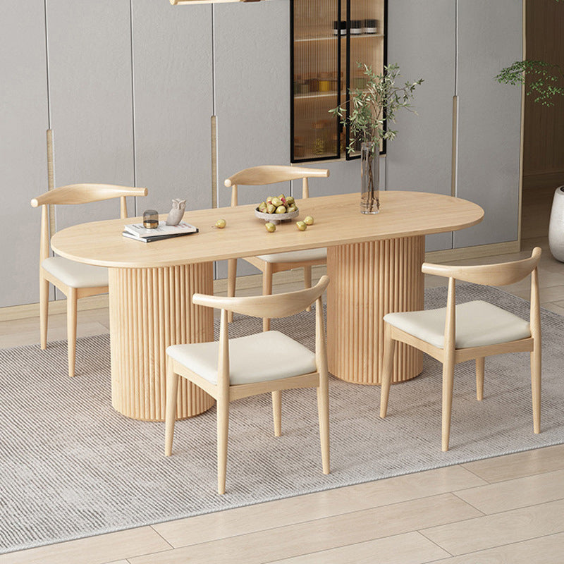 Contemporary Style Dining Oval Table Dining Wooden Table for Restaurant with Wood Legs
